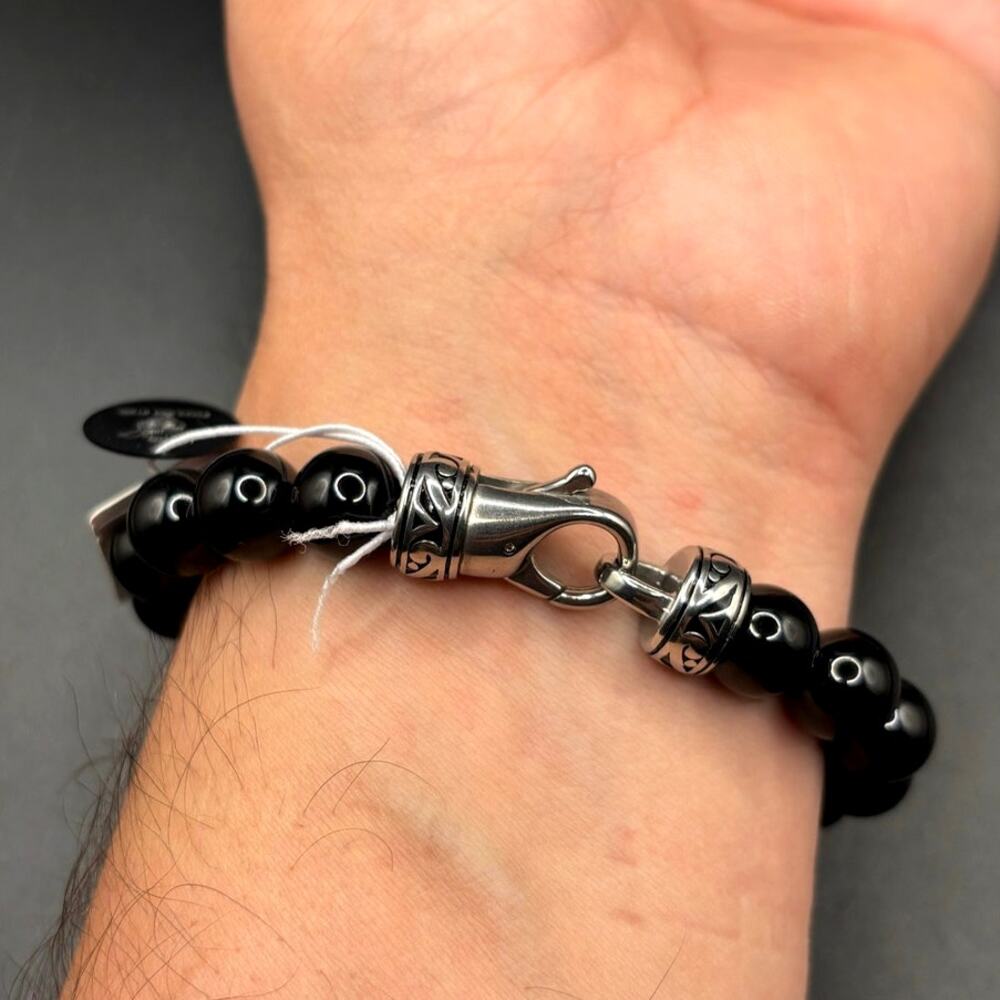 Blackjack BJS244BSO Men's Black Onyx Beaded Bracelet Stainless Steel NIBWT - Picture 15 of 15